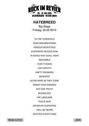 Setlist Hatebreed &copy; www.Rock-im-Revier.de